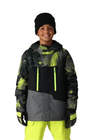 686 Youth Geo Insulated Snowboard Jacket Lime Hemisphere Colorblock 2025