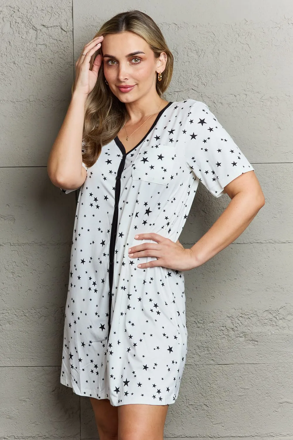 *APP EXCLUSIVE* Shining Star Button Down Sleepwear Dress