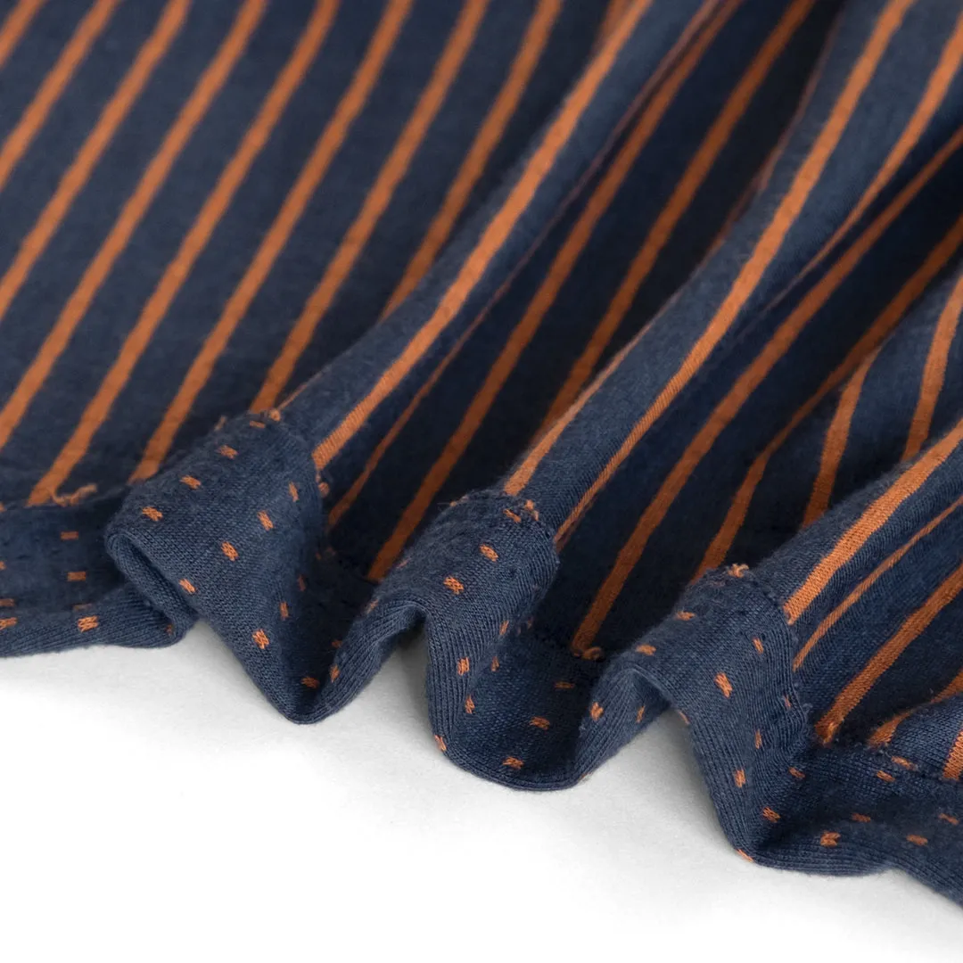 Dots & Stripes Puckered Double Knit - Navy/Teak