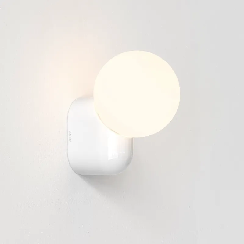 Glossy White Orb Single Wall Light