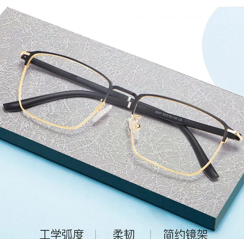 Hotony Unisex Full Rim Square Alloy Frame Eyeglasses 3007