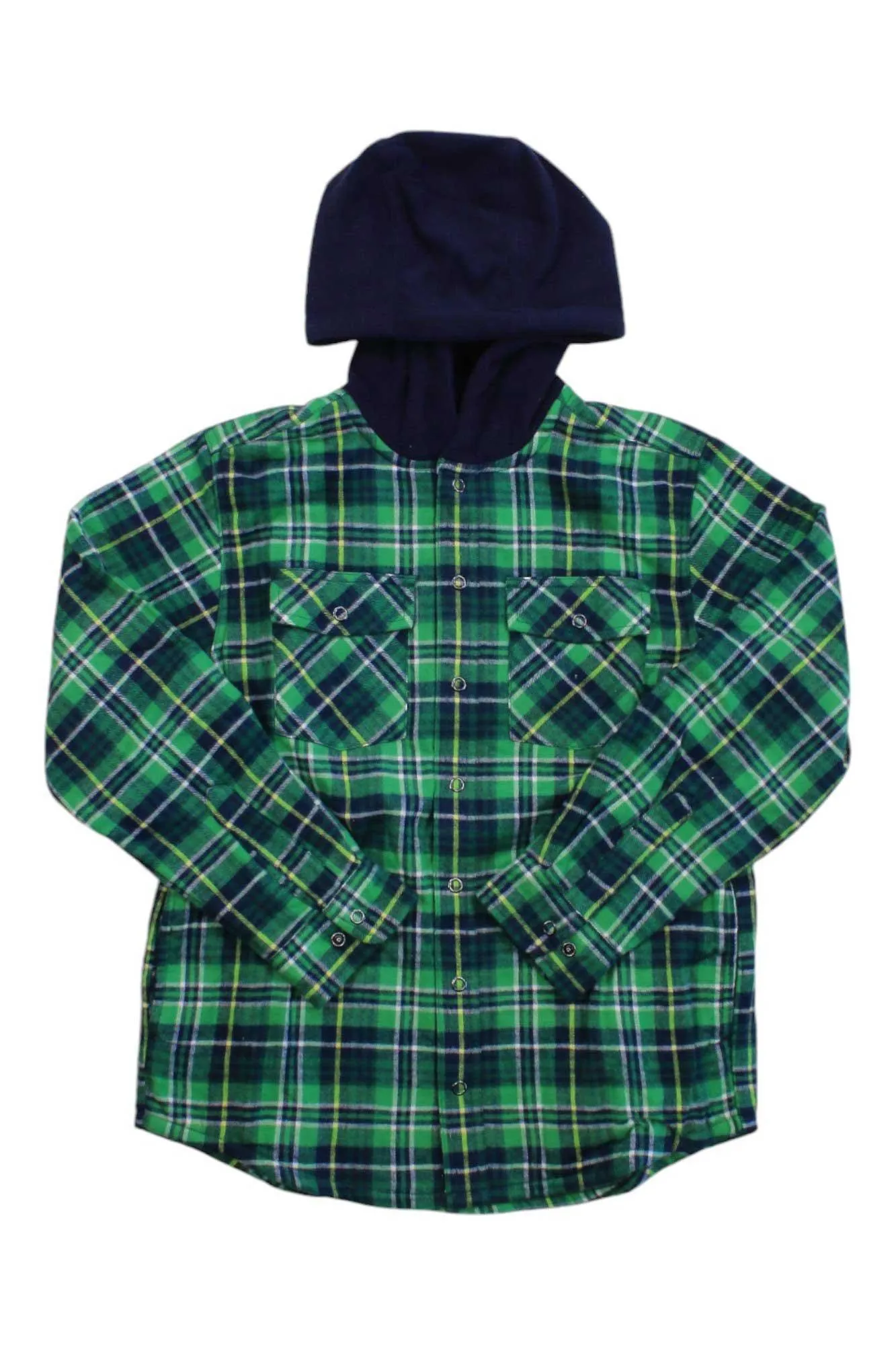 L.L.Bean Kids' Fleece Lined Flannel Plaid Hooded Shirt