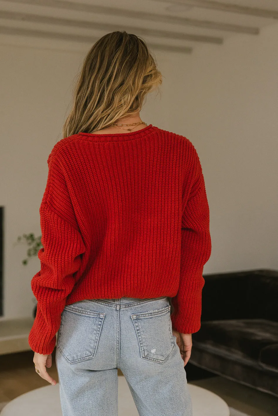 Londyn Knit Sweater in Red - FINAL SALE