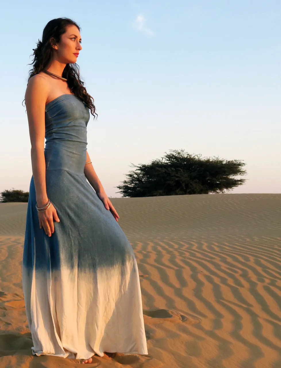 Love Me 2 Times Wanderer INDIGO Dip Dyed Long Dress