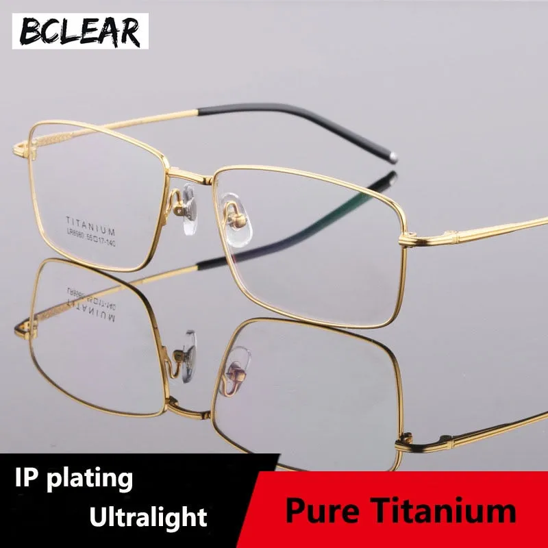 Men's Square Full Rim Frame Titanium Eyeglasses 6900