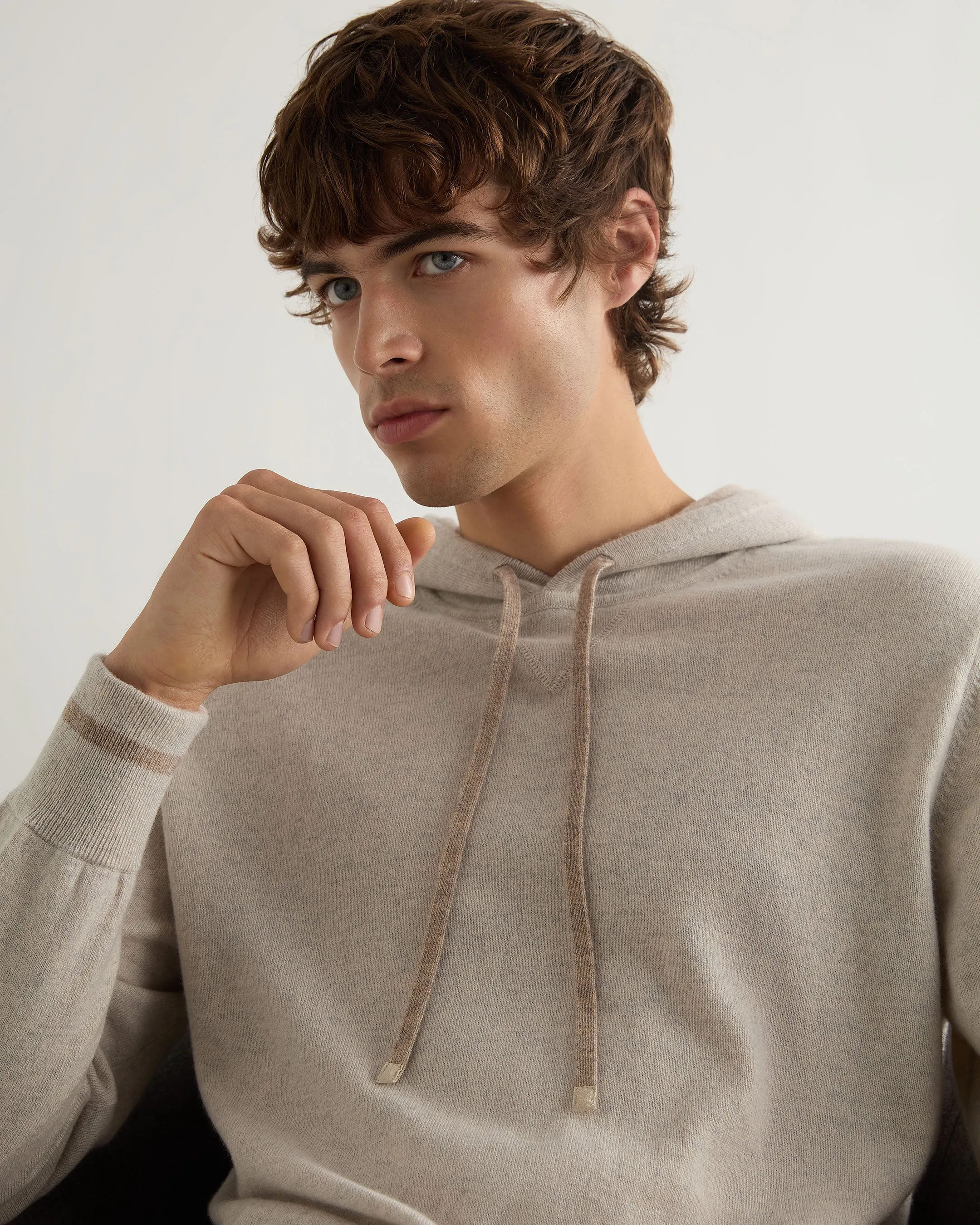 Men's Sweatshirt Style Cashmere Hoodie Pebble Grey