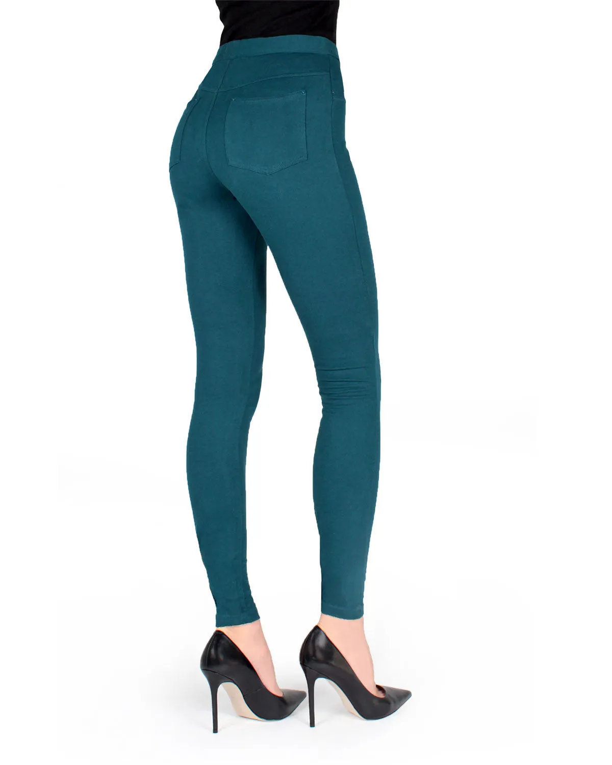 Pants-Style Cotton Blend Leggings