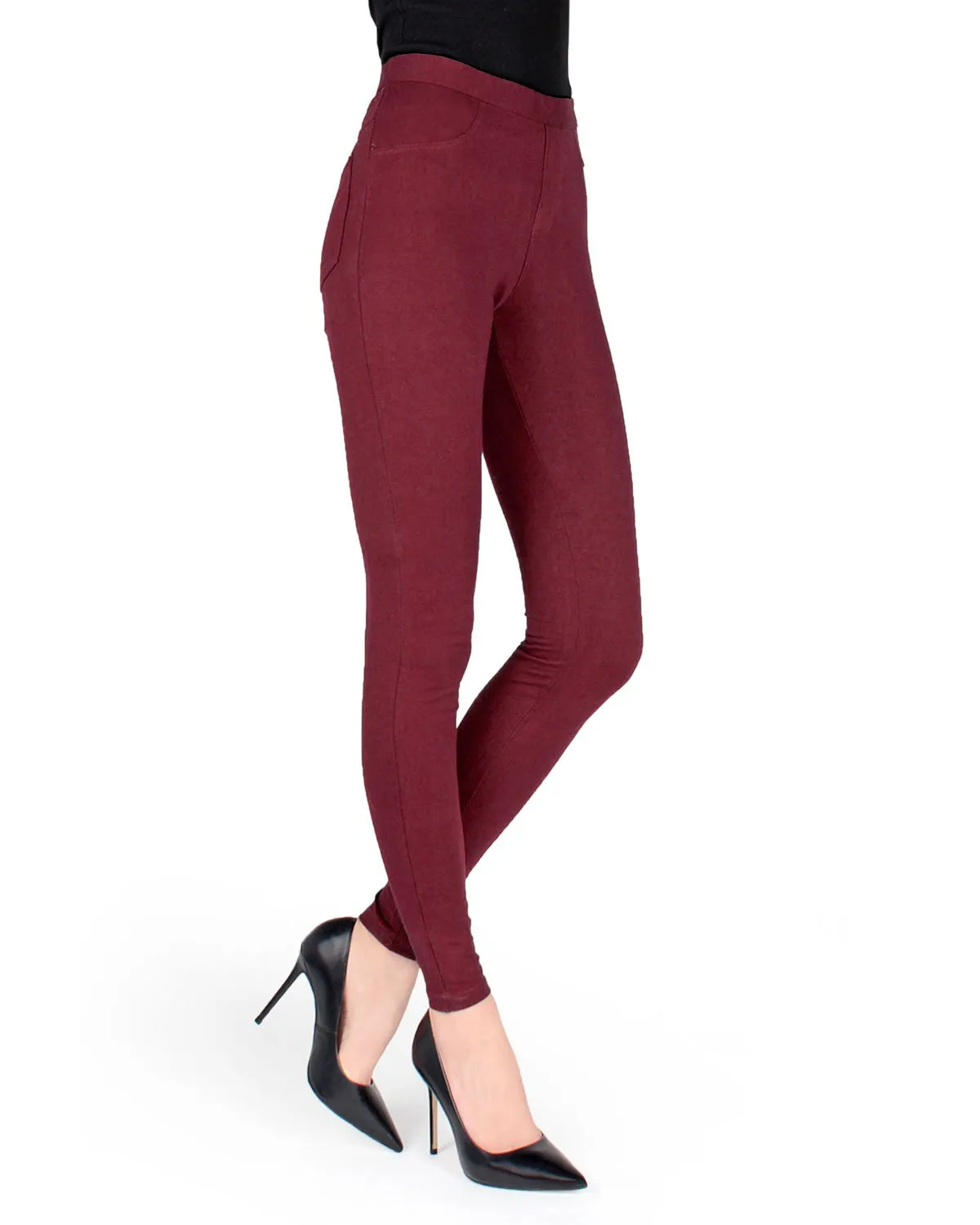 Pants-Style Cotton Blend Leggings