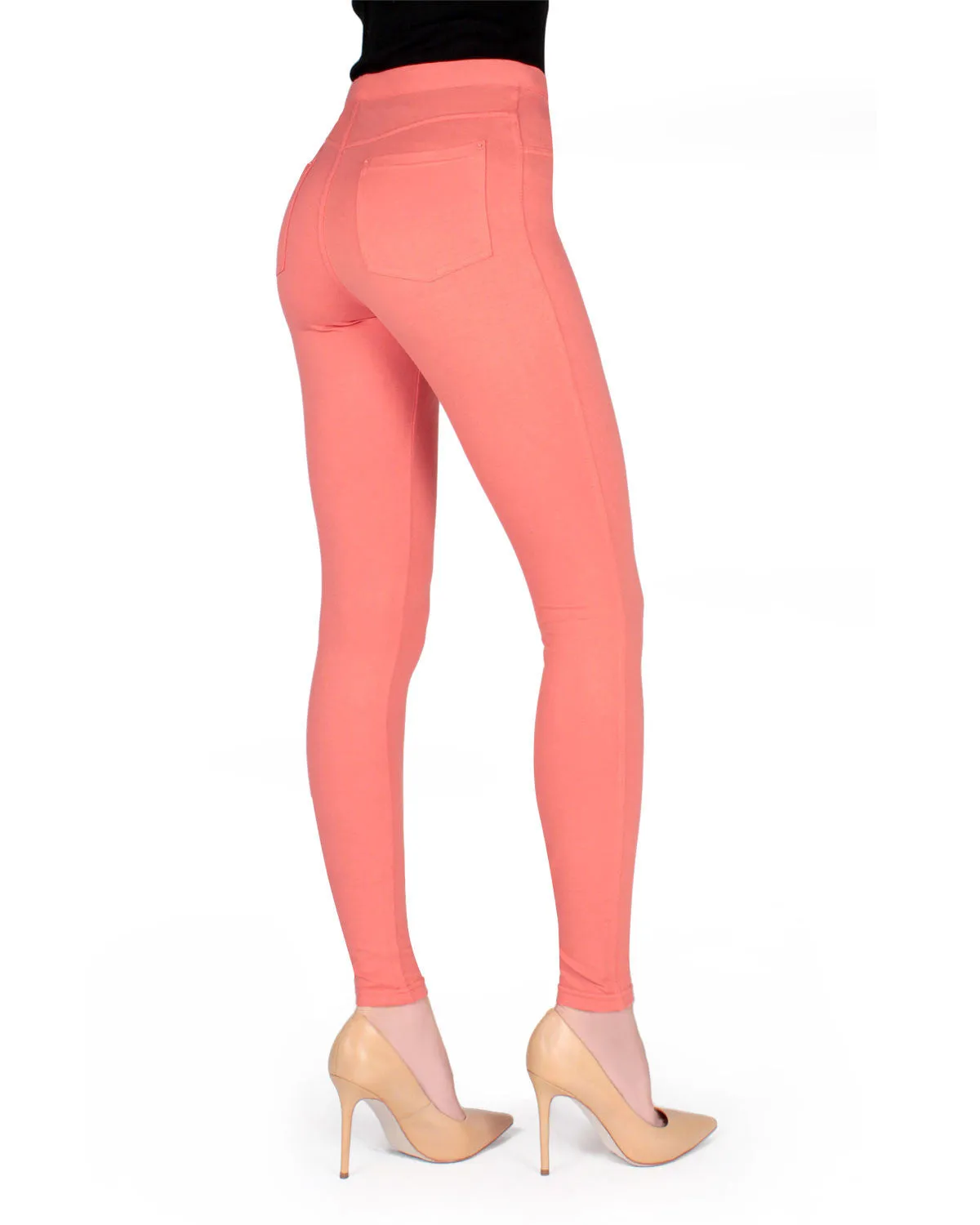 Pants-Style Cotton Blend Leggings