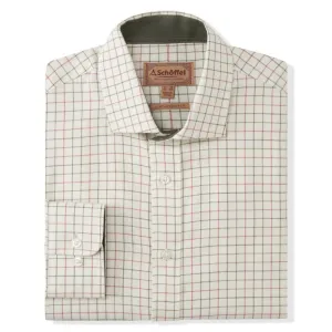 Schoffel Newton Tailored Sporting Fit Mens Cotton Wool Shirt - Olive/Brick Check