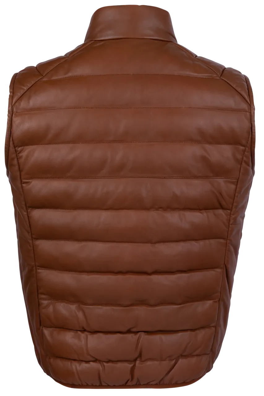 Scully Ribbed Cognac Lamb Leather Vest