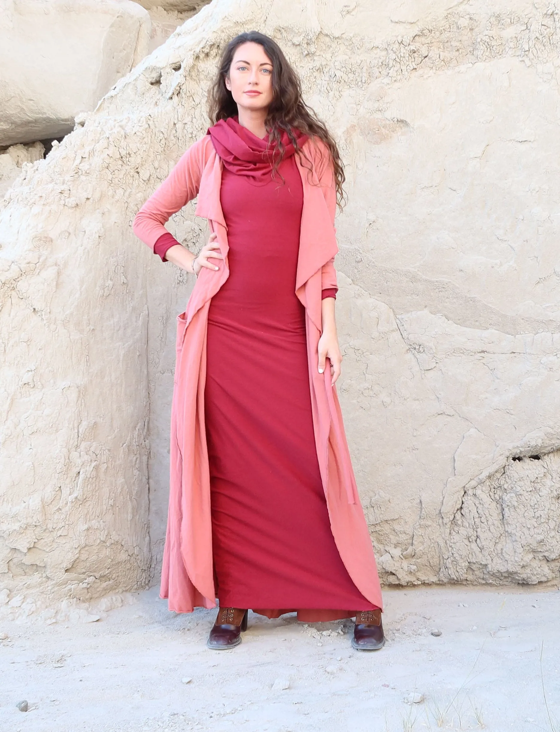 Super Cowl Pencil Long Dress