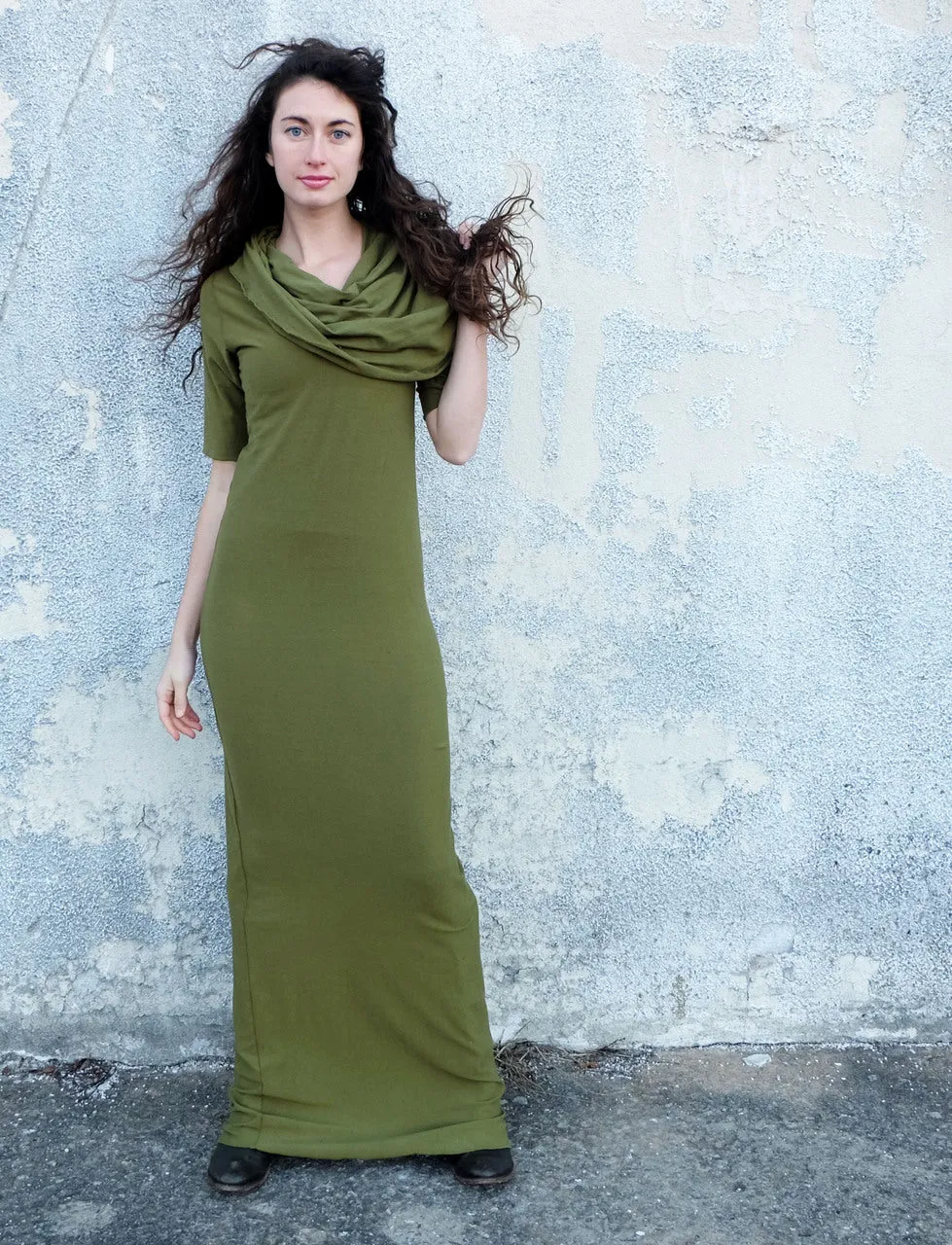 Super Cowl Pencil Long Dress