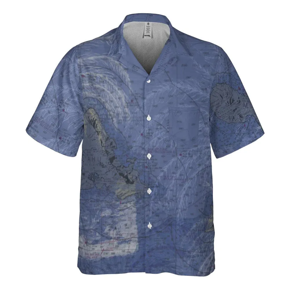 The Hawaiian Soft Blue Palms Pocket Shirt