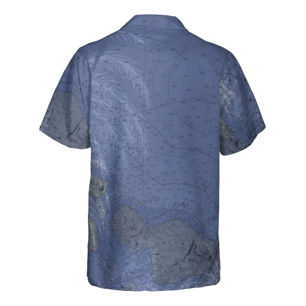 The Hawaiian Soft Blue Palms Pocket Shirt