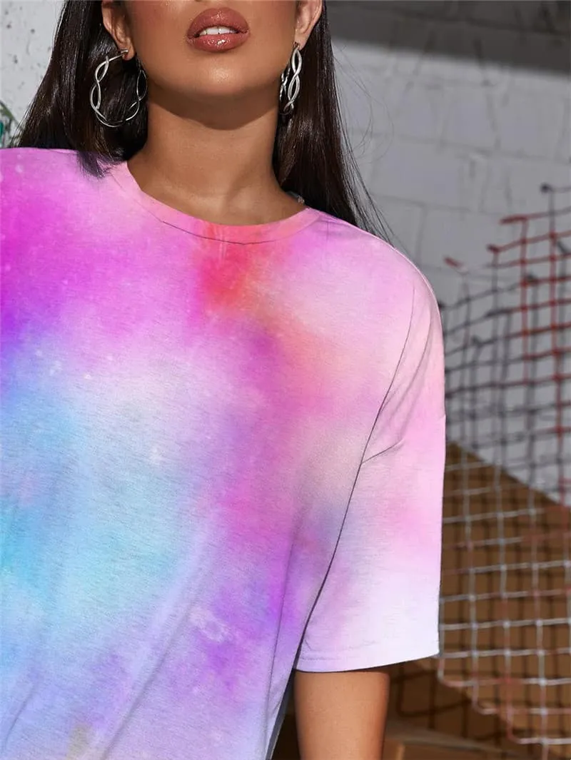 Tie Dye T Shirt Women Colorful Shirt Print Psychedelic Funny T shirts Colour T-shirts 3d