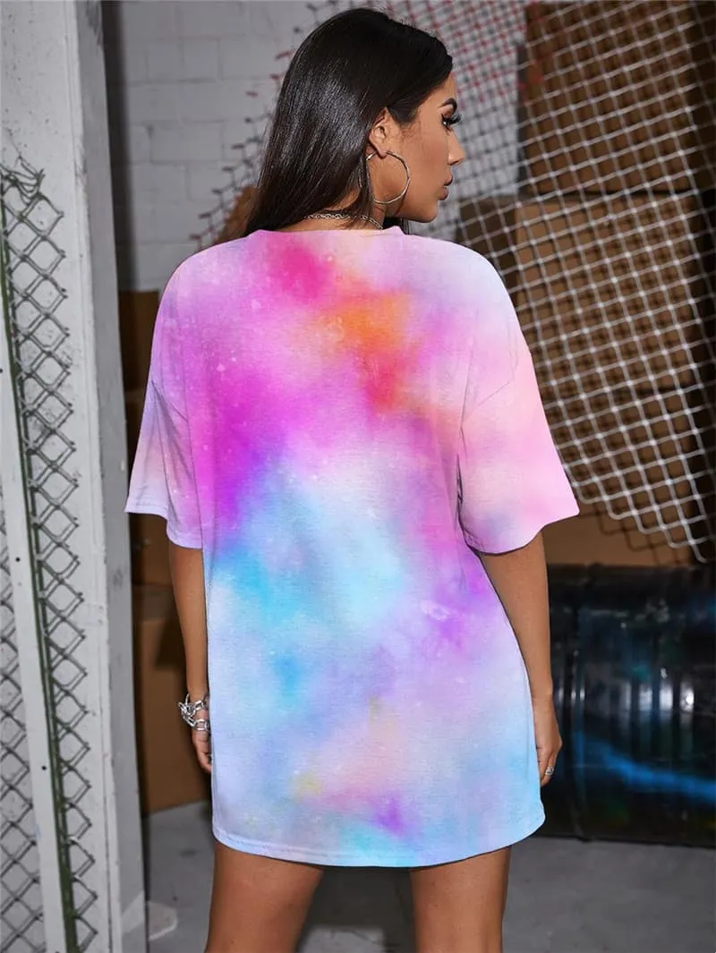 Tie Dye T Shirt Women Colorful Shirt Print Psychedelic Funny T shirts Colour T-shirts 3d