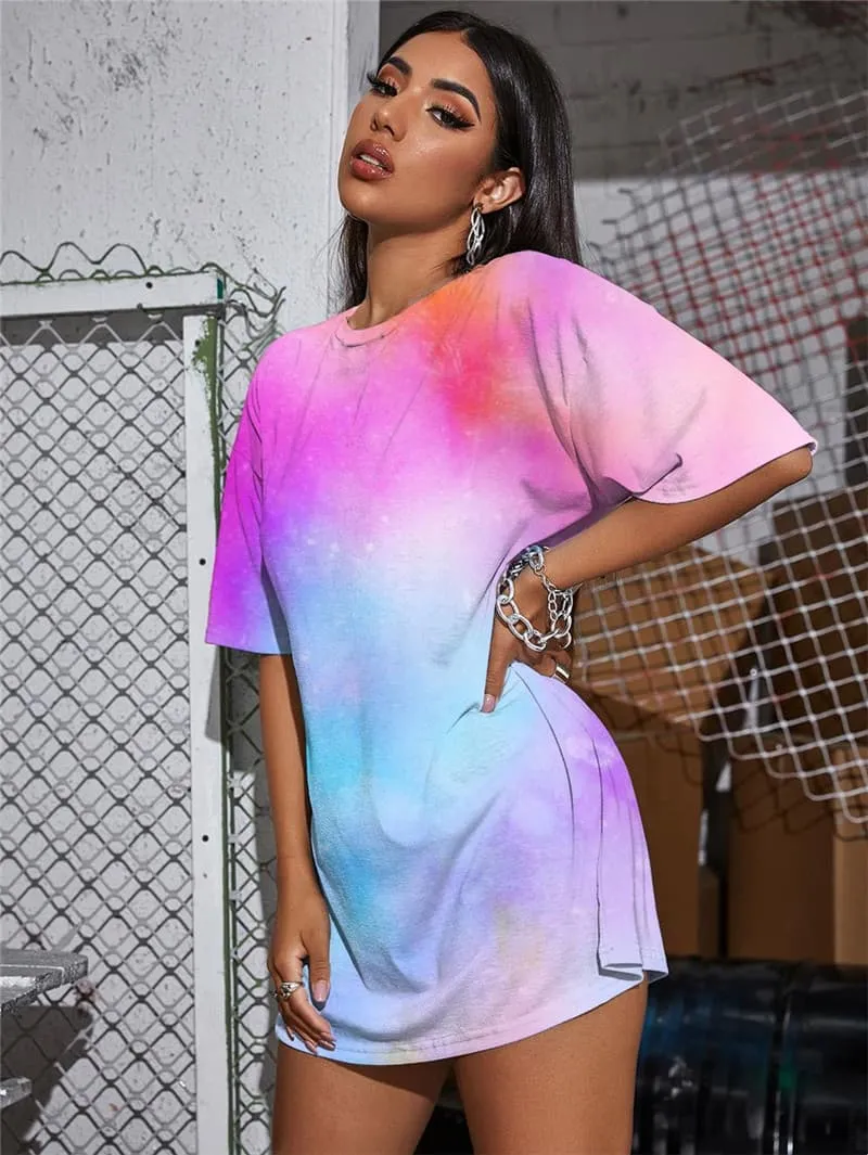 Tie Dye T Shirt Women Colorful Shirt Print Psychedelic Funny T shirts Colour T-shirts 3d