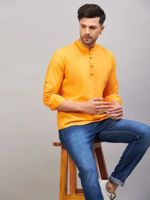 VASTRAMAY Men's Orange Cotton Kurta