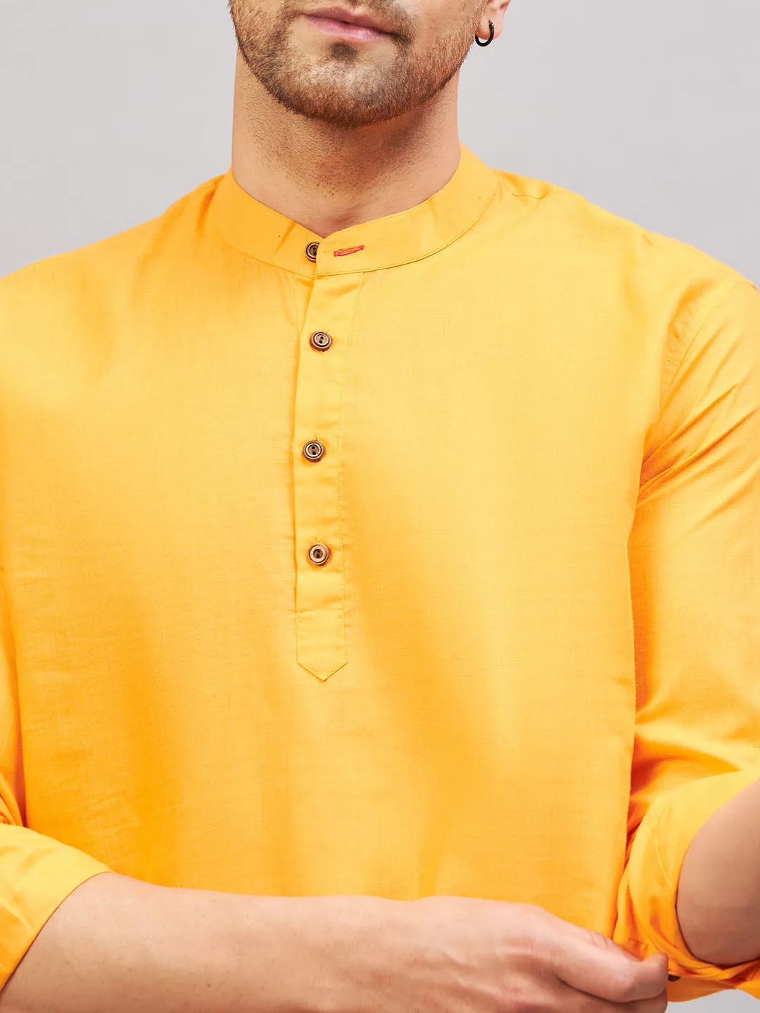 VASTRAMAY Men's Orange Cotton Kurta