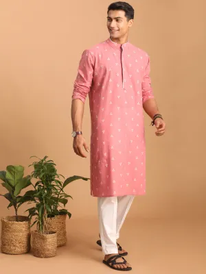 VASTRAMAY Pink Geometric Booti Kurta Set