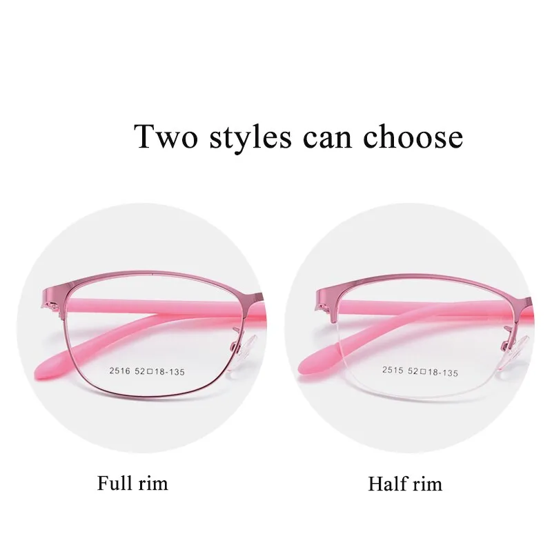 Women's Oval Optional Full/Semi Rim Titanium Alloy Eyeglasses My2515 2516